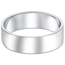 10k White Gold 6mm Flat Comfort Fit High Polished Wedding Band Mens Ring