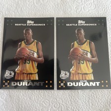 TWO 2007 Topps Kevin Durant Black Border Rookies RC #112 Seattle Sonics