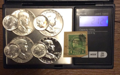 1948,1952,1954d,FBL-1959 Proof Franklin Half Dollar,2-1955 & 2-1959d Dime Silver