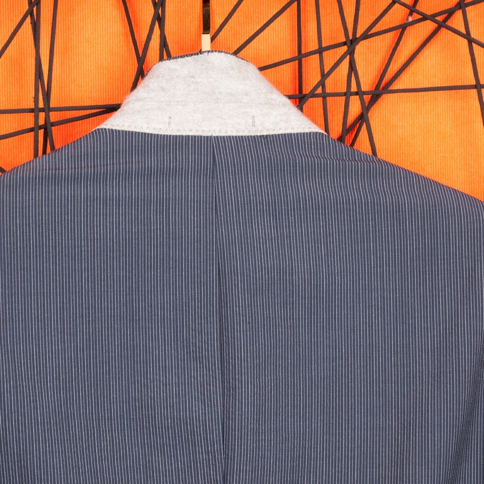 HUGO BOSS Mens Gray Striped Classic Blazer Size 42R / 52 The CRWLEY1 Two Buttons - Image 4 of 4