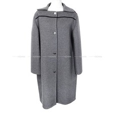  Pre-loved HERMES Collared W Line Serie Button Grey Cashmere100  42 Silver...