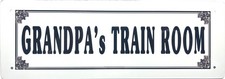 Grandpa's Train Room Railroad Metal Sign | 11.5"x4" | Made in the USA