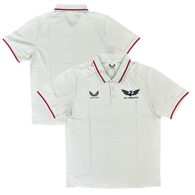 Scarlets Rugby Herren Polo Castore Storm Grey Poloshirt - Neu