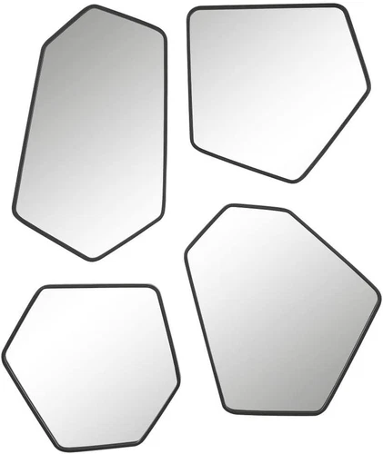 Contemporary Black Iron & Glass Mirror Set of 4 by  Linneah - Picture 2 of 5