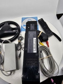 Nintendo Wii Black Console RVL-101 Bundle With Mario Kart Tested Works Free 📦 