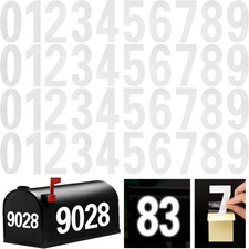 Reflective Mailbox Number for Outside, 4 Inch 4 Sets Vinyl Waterproof White