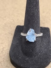 925 Aquamarine Rough Ring Size 7 90057