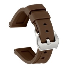 Silicone Watch Bands 20mm Soft Watch Band with Silver Buckle Brown