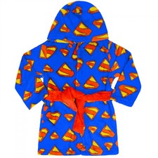 Superman Logo Pattern Youth Velvet Robe Blue