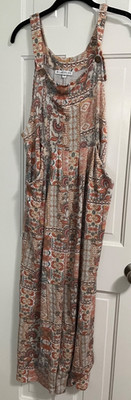Blakeley wide leg Rompe Overalls Women size S/M patchwork print knit / boho cute