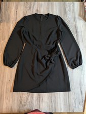 Lulus Dress Womens Medium Black Long Sleeve Puff Shoulder Mini Party Cocktail