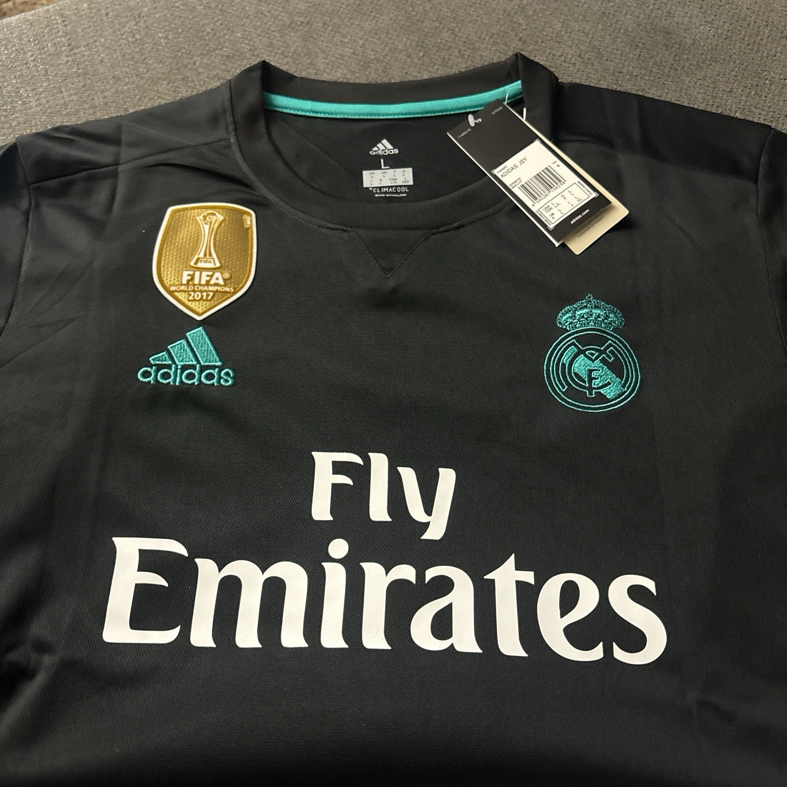 Cristiano Ronaldo Real Madrid Away Jersey 2017/2018 Black Kit Adidas Mens Medium
