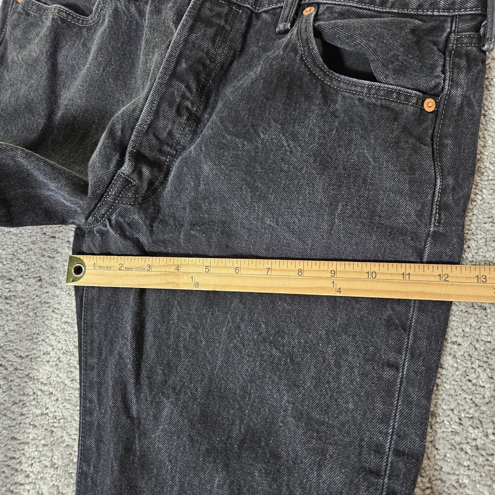 Levis 501 Jeans Mens 32X28 (Tag 36X30) Black Straight Fit Button Fly Iconic thumbnail 12