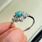 925 Sterling Silver Ring 4mm Natural Turquoise Gemstone Zircon Flower Handmade — photo 7