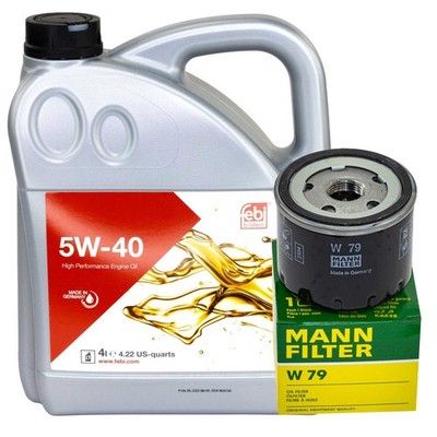 Motoröl Set Febi 5W-40 4 Liter + Ölfilter für Dacia Fiat 500X Smart Fortwo 1.0