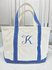 LL Bean Vintage 70s 80s Boat and Tote Medium USA Made Regatta Blue Monogrammed K