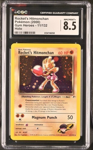 CGC 8.5 Rocket's Hitmonchan 11/132 Holo Rare Gym Heroes NM/Mint+ Pokemon Card
