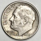 1960 Denver Mint Roosevelt Dime   90% Silver!