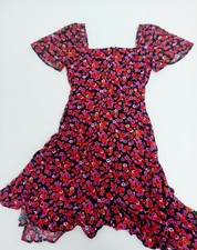 Mini Ruffles Floral Print Wrap Dress with Ruffle Hem Detail