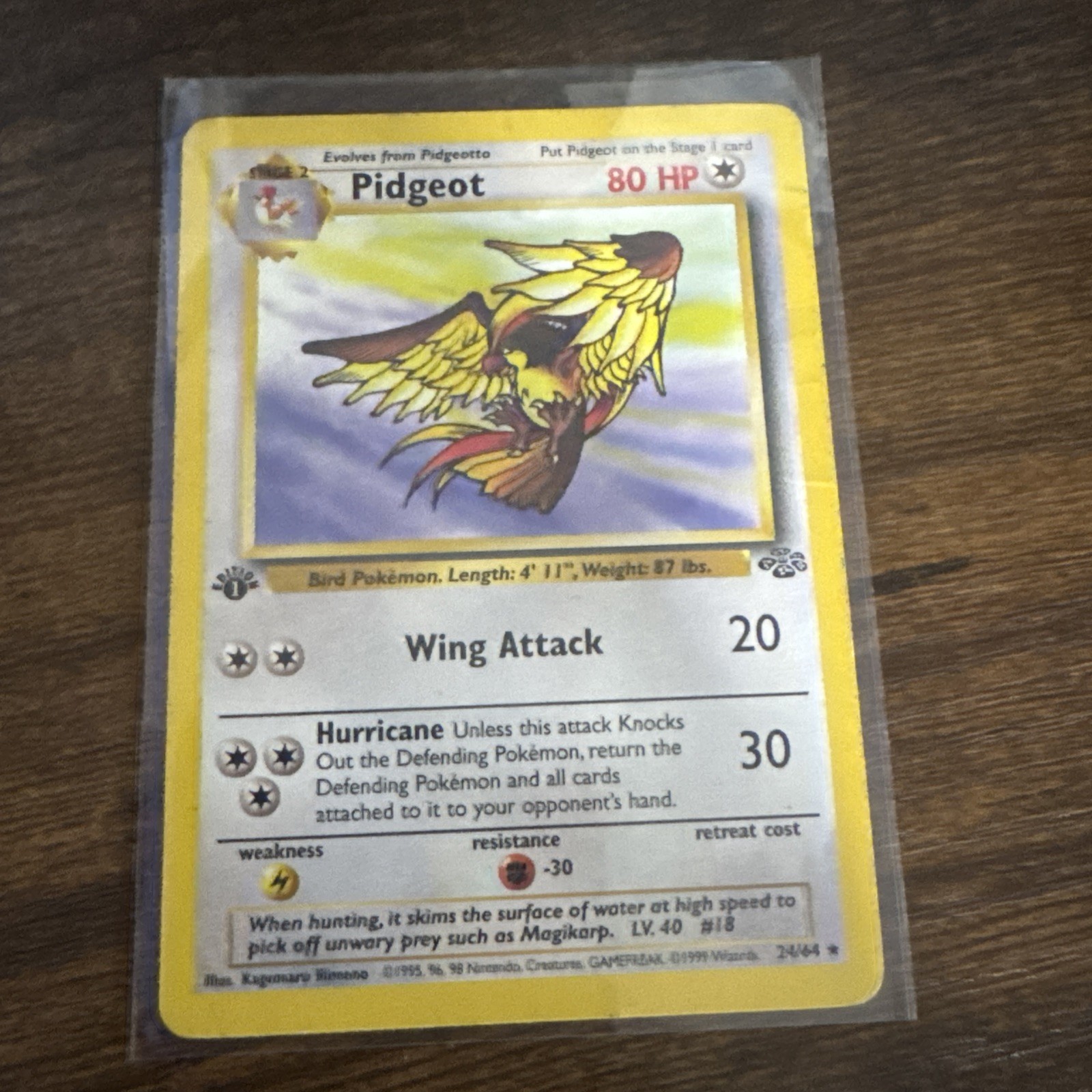 Pidgeot 24/64 Rare 1st Edition Jungle Pokemon Card LP