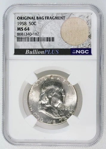 1958 Franklin Silver Half Dollar NGC Brilliant Uncirculated Original Bag Slab