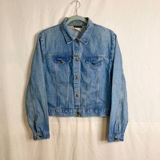 Tabloid Vintage 90s Light Wash Denim Trucker Jacket L Cropped Boxy Blue Retro