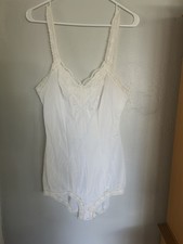 Vintage Olga Teddy Romper Women Size 34 Ivory Nylon Lace 928