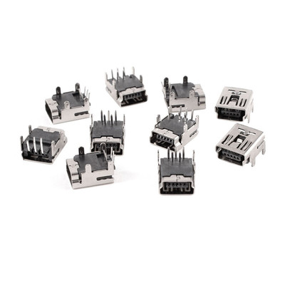 10 Pcs Mini USB Connector Compact Mini USB Type B Female Socket 5-Pin 90