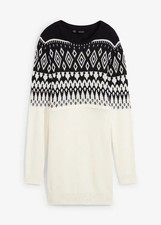 Neu Damen Langer 2-in-1 Umstands Still Strick-Pullover Gr 32/34 Schwarz Weiß