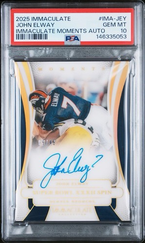 2025 PANINI IMMACULATE COLLIMMACULATE MOMENTS AUTO JOHNELWAY 09/49 PSA 10
