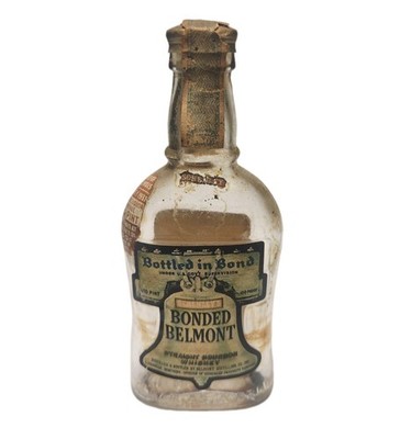 Vintage 1937 Schenley's Bonded Belmont Bourbon Mini 1/10 Pint w Dual Tax Stamp