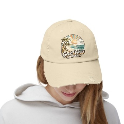 Good Vibes Only Cap | Distressed Beach Sunset Hat