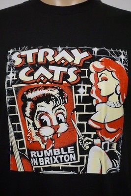 Stray Cats Rumble In Brixton Remake Design Black T shirt Short Sleeve NH28278
