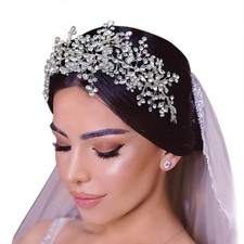 Rhinestone Bride Headband Wedding Hair Pieces For Brides Accessories Silver