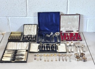 Vintage Mixed Cutlery Lot Silver Plate EPNS Stainless Steel Cased Sets.