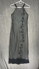 Y2K Express Maxi Dress Size 4 Black White Floral Sheer Lined Fairy Whimsigoth