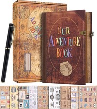 Our Adventure Book Scrapbook Album, 8.2  5.9 inch, With Retro Cowhide Cover