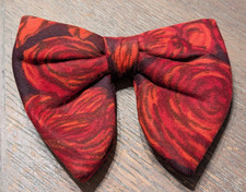 Vintage Ormond Men's Bowtie Bow Tie Red Burgundy Print Metal Clip