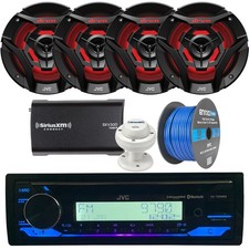 JVC KD-T92MBS Receiver, 4x 6.5" 260W Black LED Speaker, SiriusXM Bundle, Wiring