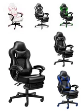 Ergonomic Gaming Chair Recliner with Lumbar Support, Footrest & Headrest