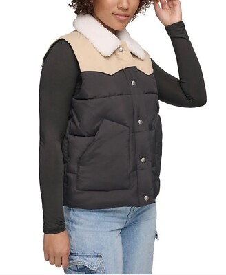 Levi's☆Quilted Puffer Vest Levi's Quilted Puffer Vest NWT sz XS Black Tan Western