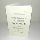 Singer Sewing Machine No 27  Attachments Style No 11 Instruction Manual