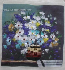 Chinese 100% hand embroidered silk suzhou embroidery art:babysbreath flower 8"