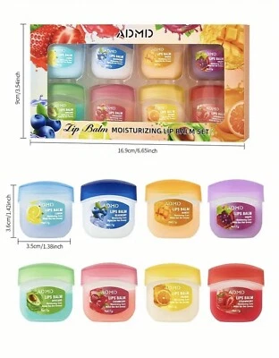 ADMD Gift Set Vaseline 8pcs Lip Balm Set-Deep Moisturising And Soothing Lip Balm