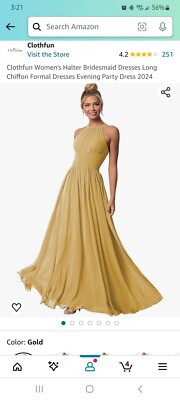 Clothfun Women's Halter Bridesmaid Dresses Long Chiffon Formal