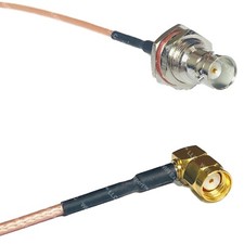 RG316 BNC FEMALE BIG BULKHEAD to RP-SMA MALE ANGLE RF Cable Rapid-SHIP LOT