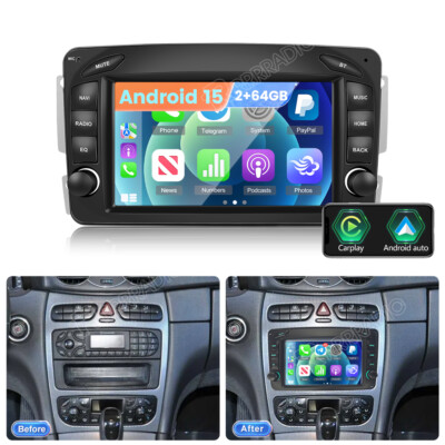 2+64GB Android 15 Autoradio GPS NAVI Für Mercedes C/CLK/G Klasse W203 W209 W639