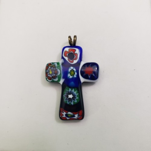 Murano Glass Millefiori Cross Pendant