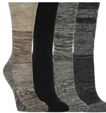 4 Pairs Kirkland Signature Women Ladies Extra Fine Merino Wool Blend Crew Socks