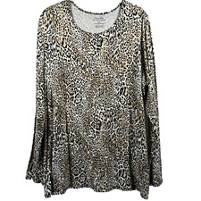 Chicos Ultimate Tee Size XL Animal Print Leopard Stretch Long Sleeve Pullover